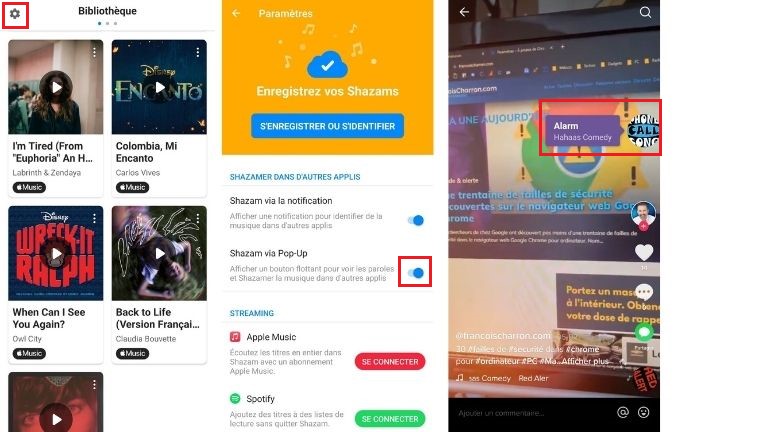 Pop-Up Shazam in-app identification musique chanson morceaux