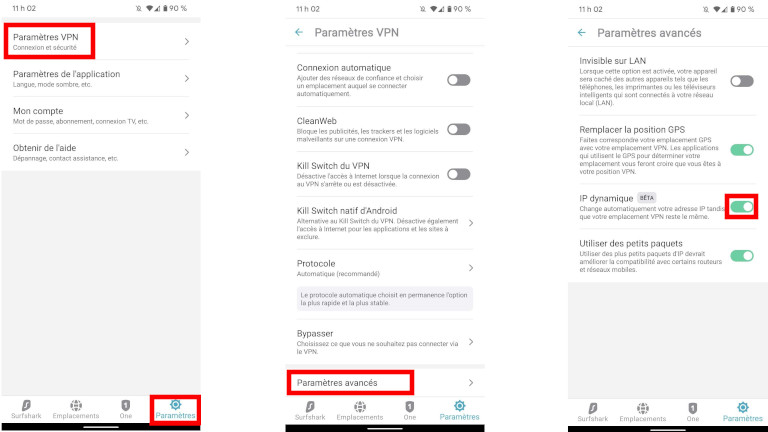 Surfshark VPN IP dynamique t&eacute;l&eacute;phone tablette