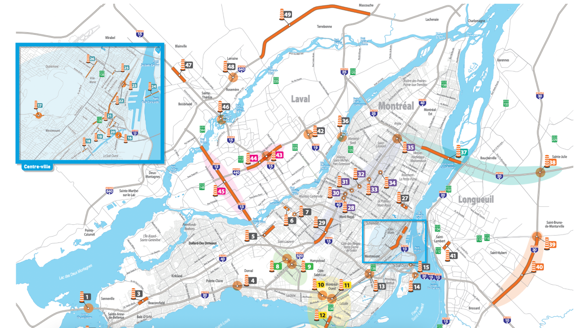 De nombreux chantiers routiers majeurs à Montréal cet été