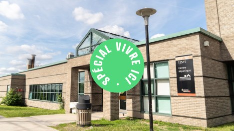 En descendant le boulevard Rodolphe-Forget, on se retrouve devant les portes du centre aquatique de Rivière-des-Prairies.