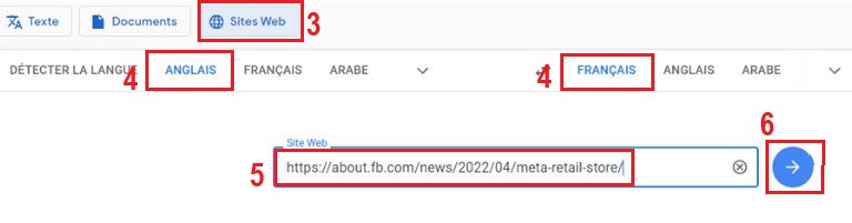 aper&ccedil;u marche &agrave; suivre site Google Traduction