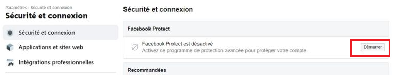comment vérifier activation facebook protect ordi