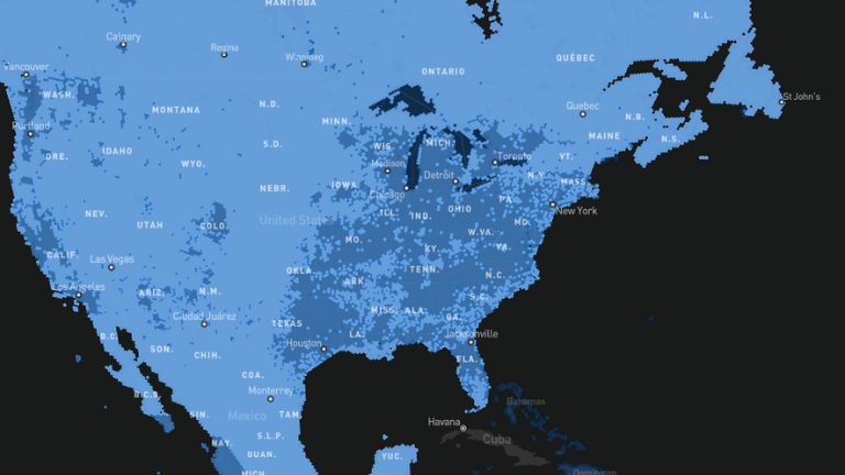 Un aperçu des endroits en Amérique du Nord où Starlink est disponible. disponibilités Starlink SpaceX Amérique du Nord