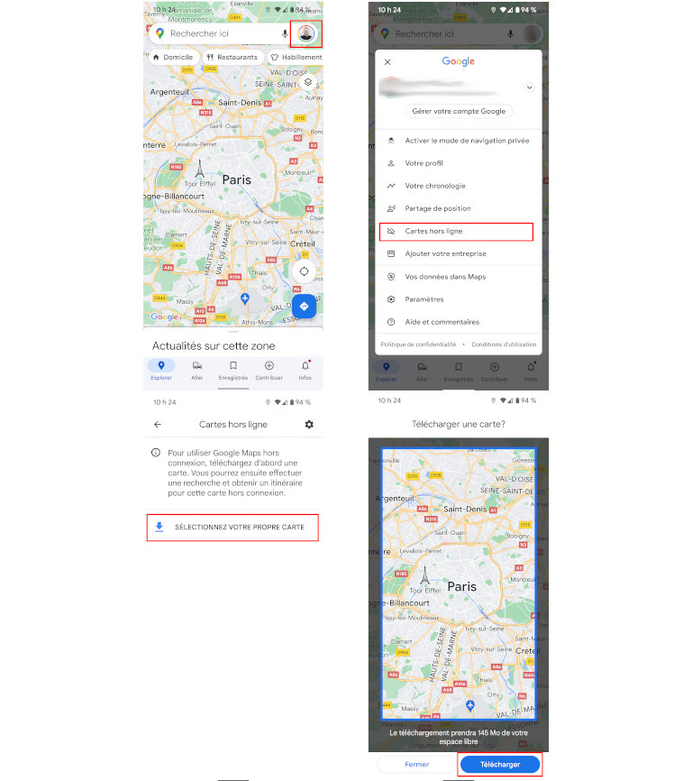 &Eacute;tapes pour t&eacute;l&eacute;charger cartes Google Maps hors ligne