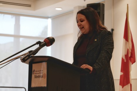 La mairesse de RDP-PAT Caroline Bourgeois lors de la présentation du plan d'action.