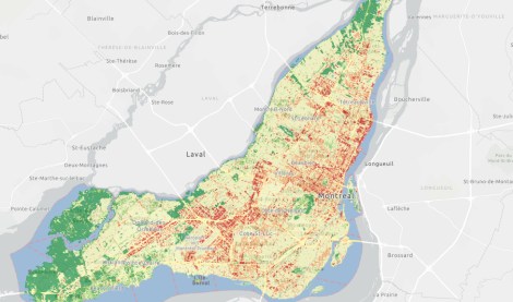 Carte des &icirc;lots de chaleur de Montr&eacute;al