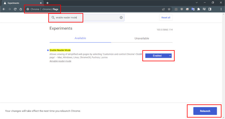 Voici comment activer la fonction cachée du mode lecteur dans Google Chrome pour ordinateur Windows et Mac activation parametre page simplifier google chrome instruction