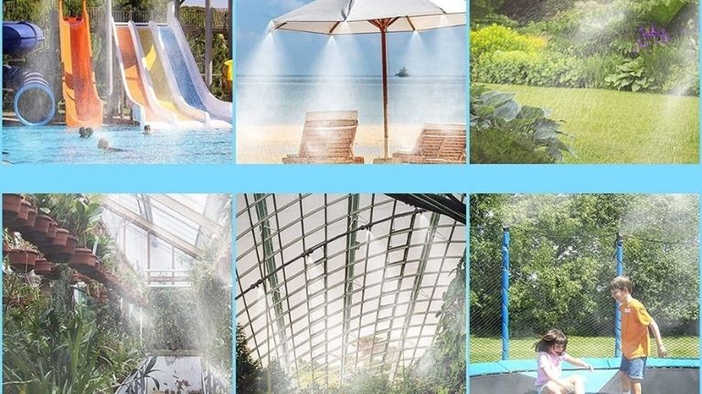 ensemble brumisateur id&eacute;aux cour balcon gazebo parasol