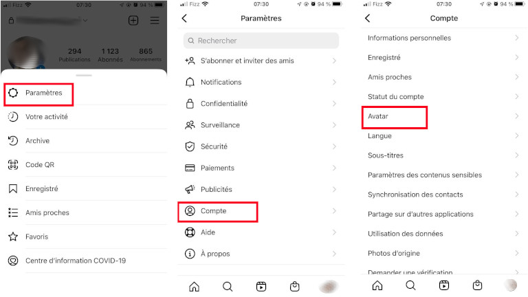 etapes comment creer avatar application mobile instagram