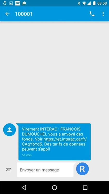 Arnaque virement Interac texto Arnaque virement Interac texto