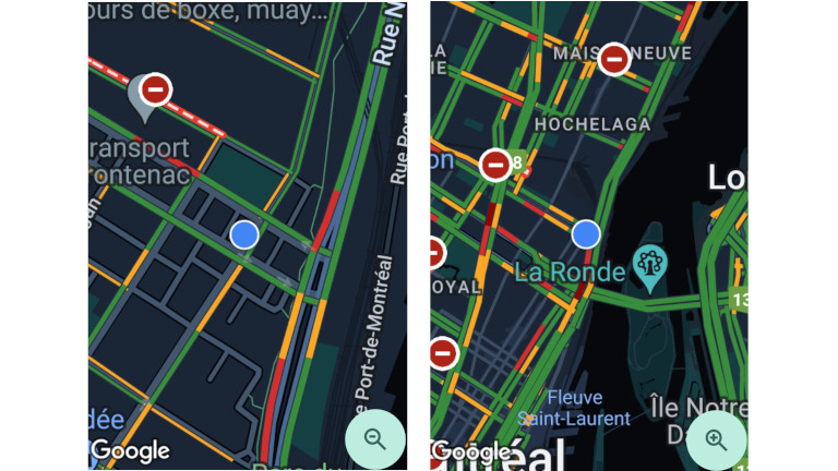 google maps trafic temps reel zoom-dezoom carte widget android