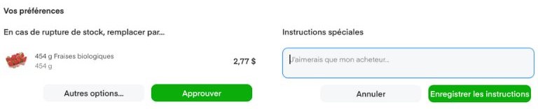 instacart communication livreur pr&eacute;cision instruction