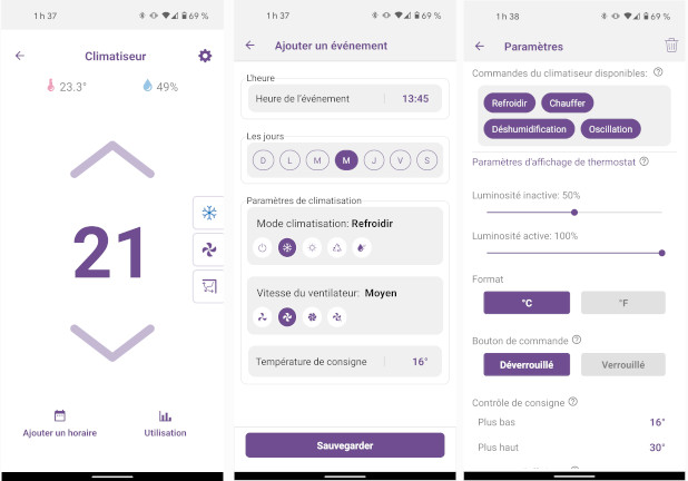 Le thermostat intelligent pour climatiseurs de Mysa application mobile