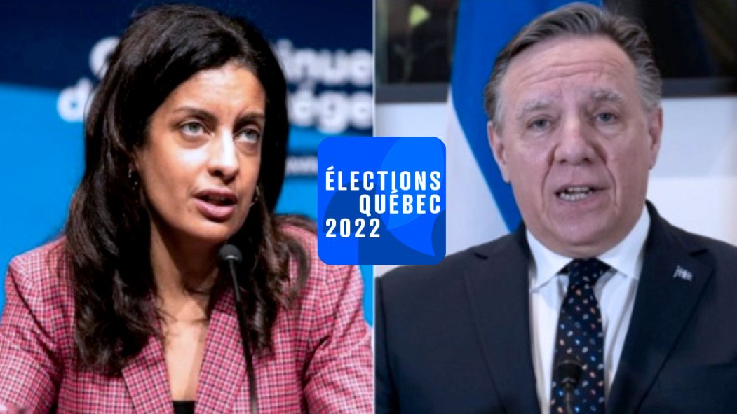 La cheffe du Parti libéral du Québec, Dominique Anglade, et le premier ministre caquiste sortant, François Legault.