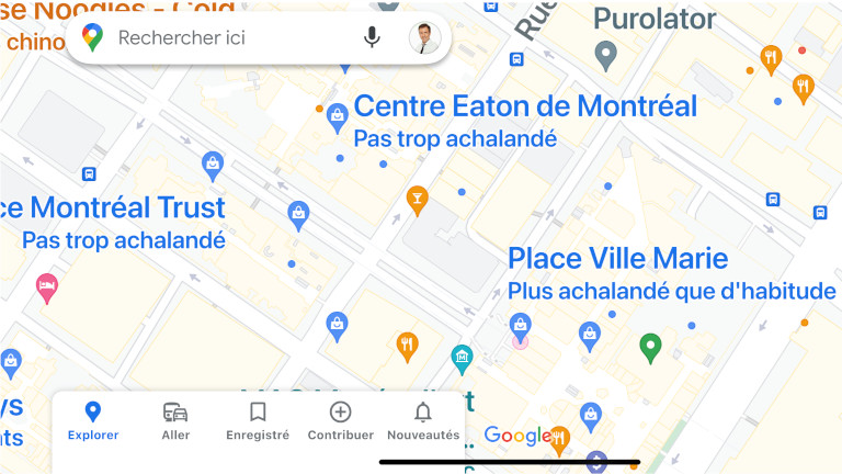 google maps achalandage heures