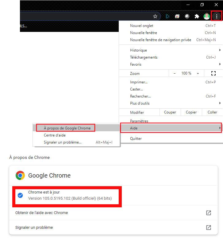 Google Chrome comment mettre &agrave; jour navigateur