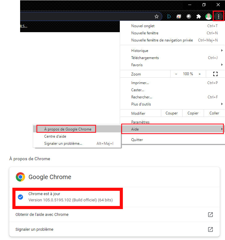 Google Chrome comment mettre à jour navigateur