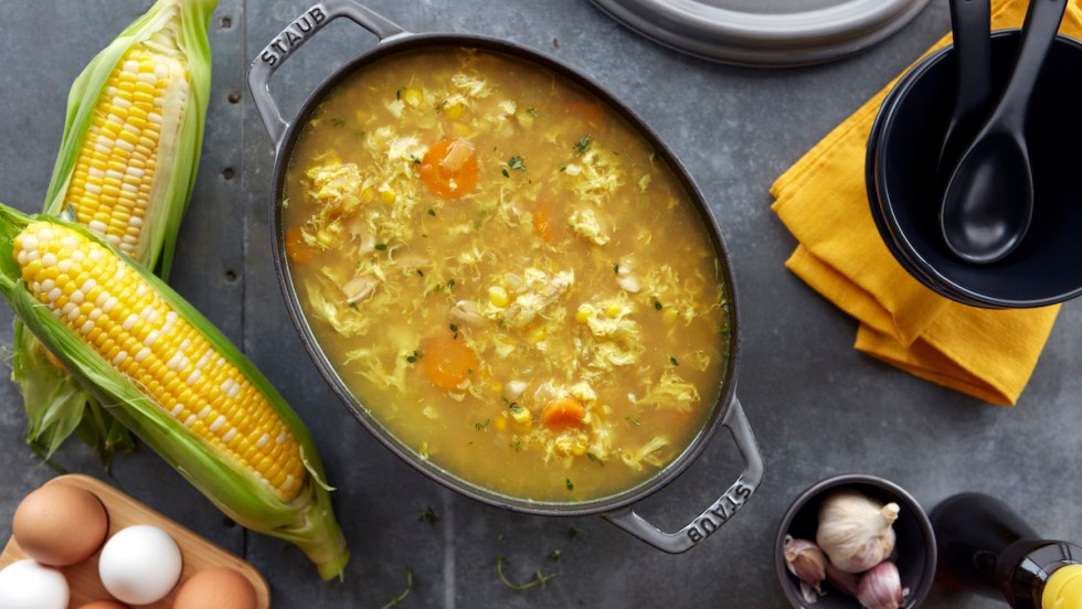 Recette consommé d'oeuf et maïs au poulet