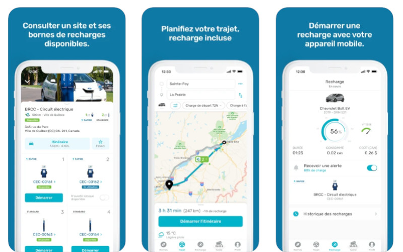 Des fonctionnalités offertes aux membres sur l'application mobile Circuit électrique, disponible pour les appareils iOS et Android fonctionnalités de l'appli circuit électrique