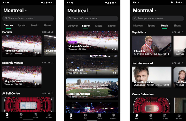 On retrouve des billets pour des matchs de sports, des spectacles de musique ou des événements de cultures sur Gametime. Gametime application spectacle concerts match sportif