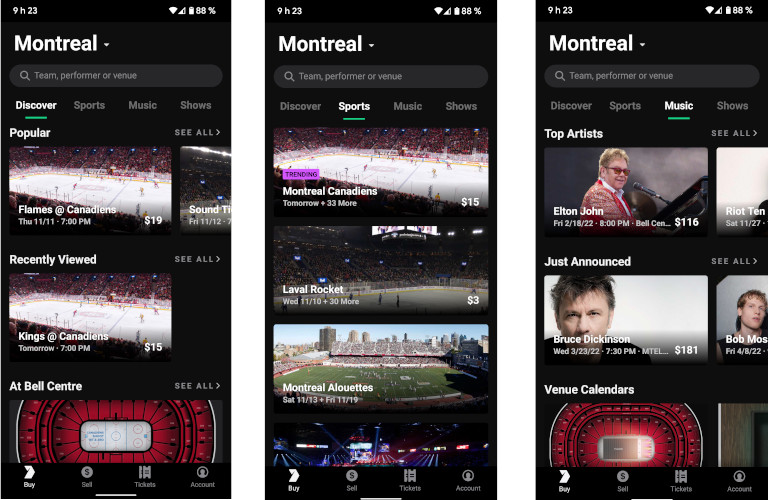Gametime application spectacle concerts match sportif