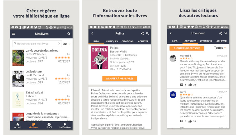 babelio application android ios bibliotheque livres 