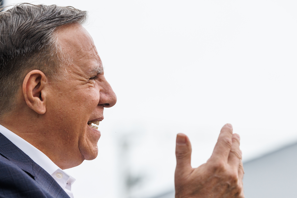 François Legault en campagne électorale.