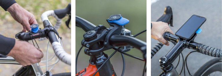 trois diff&eacute;rents types support v&eacute;lo quad lock