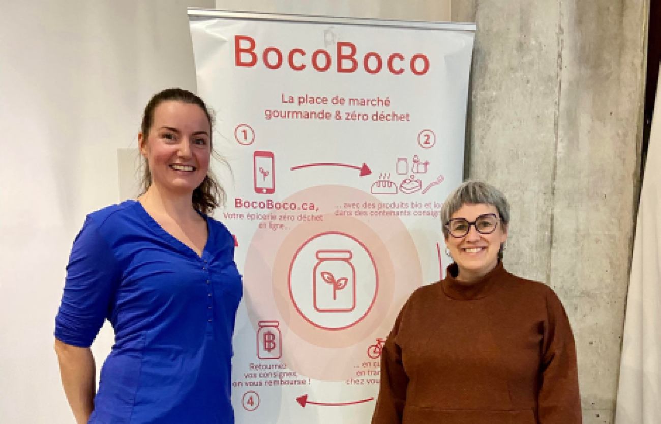 La fondatrice et directrice générale de BocoBoco, Lauren Rochat, et la présidente-directrice générale de RecycQuébec, Sonia Gagné