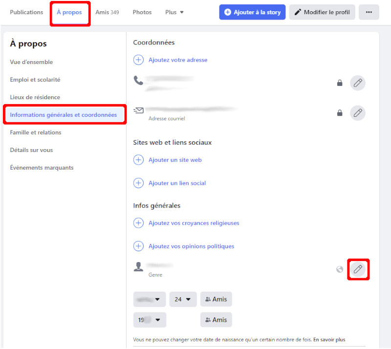 Comment changer date de naissance compte Facebook ordinateur
