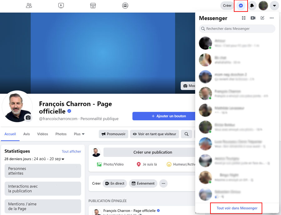 Tout voir dans Messenger conversations
