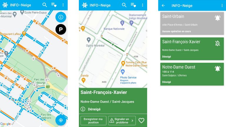 aperçu application mobile info-neige MTL