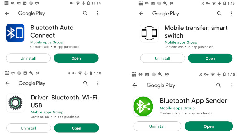 Voici les logos des applications malveillantes Mobile Apps Group sur Android. Applications malveillantes Mobile App Group