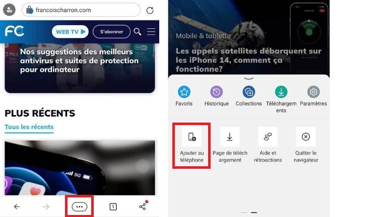 La marche à suivre pour créer un raccourci vers un site web depuis le navigateur Edge. comment créer un raccourci site web mobile edge