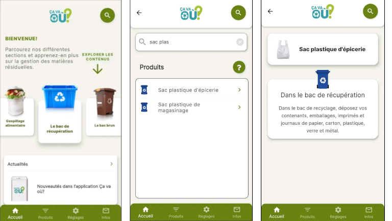 aper&ccedil;u app mobile iOS Android &Ccedil;a va o&ugrave; Recyc-Qu&eacute;bec