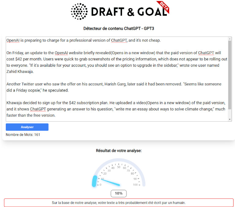 Chat&Goal analyse de texte