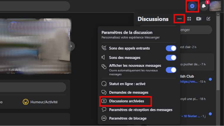 Voici comment accéder aux discussions archivées de Messenger sur ordinateur. Messenger discussions archivés ordinateur