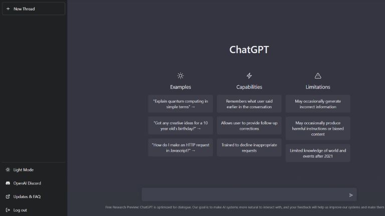 Bien qu’appelé « robot », l’interface de ChatGPT n’a rien de mignonne contrairement à ce qu’on pourrait penser. aperçu chatgpt interface robot conversationnel