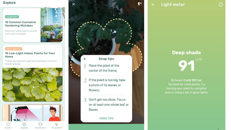 aperçu diverses fonctions disponibles application Blossom entretien plantes