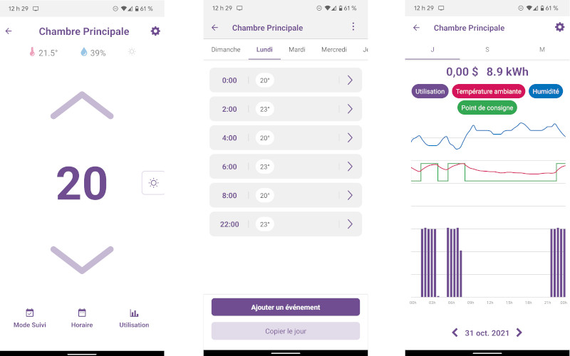 Application Mysa thermostat intelligent