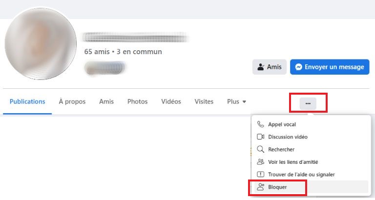 comment bloquer quelqu'un sur facebook via le site web ordinatuer