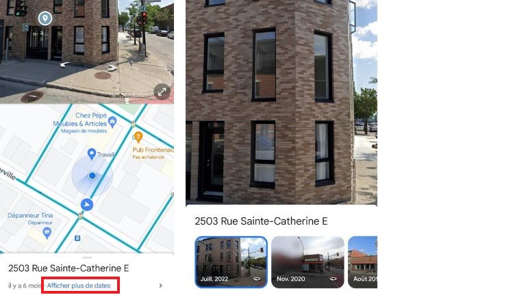 Où retrouver la fonction de retour dans le passé de Street View sur un téléphone. comment retourner dans le passé sur google maps street view sur téléphone