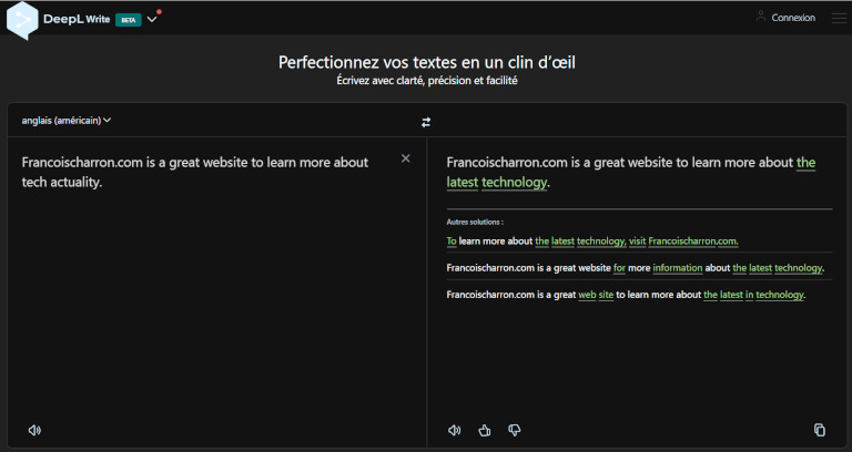 DeepL Write outil assistance &eacute;criture anglais gratuit