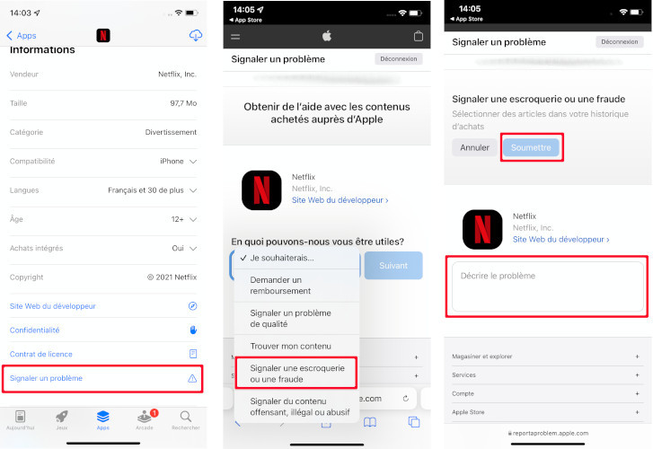 Signaler application frauduleuse iOS Apple Store