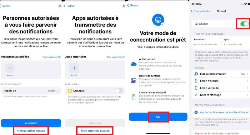 comment ajouter le bonhomme sourire via le mode concentration ios 15