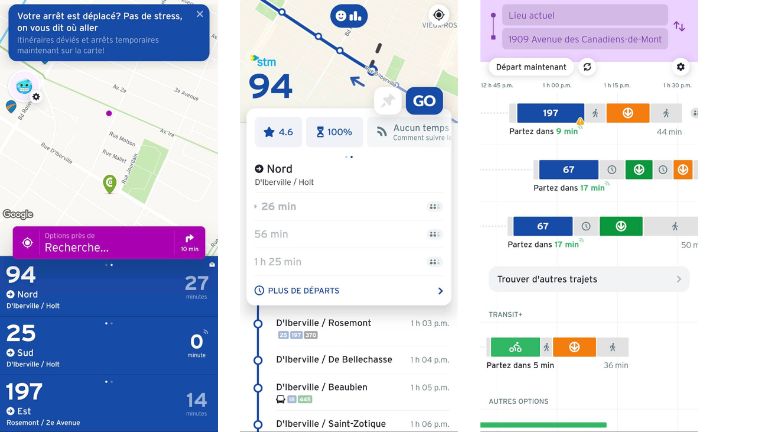 aperçu app transit interface intuitive