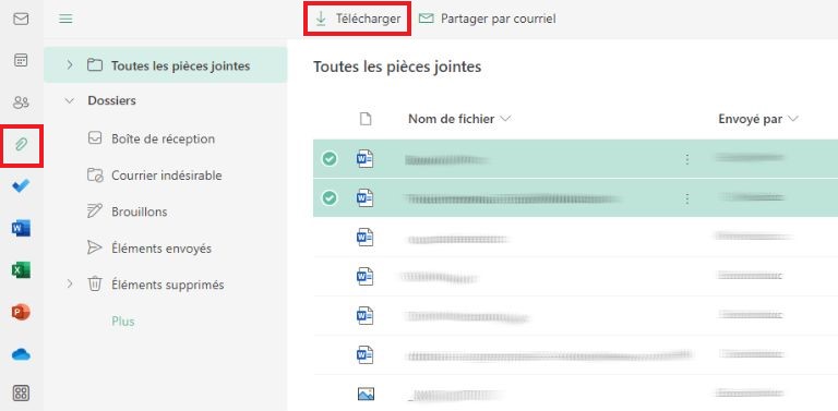 comment trier et télécharger ses pièces jointes outlook