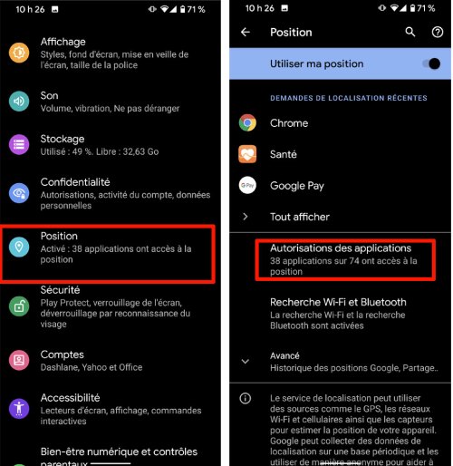 Android désactiver localisation téléphone applications
