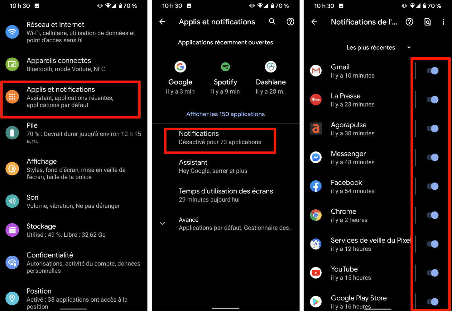 Android d&eacute;sactiver notifications t&eacute;l&eacute;phone applications
