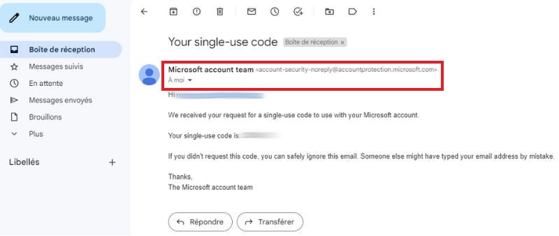 aper&ccedil;u comment afficher adresse destinataire Gmail PC